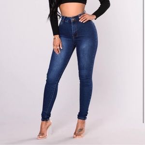High waisted dark denim jeans